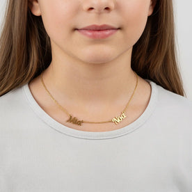 Kids Double Name Necklace – Children’s Personalised Multiple Name Gift in Gold & Silver