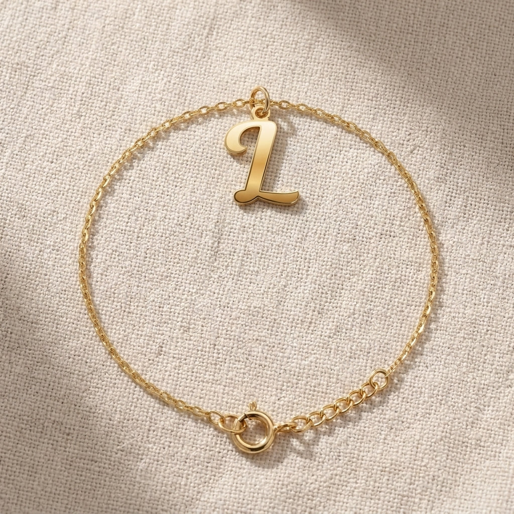 L Bracelet | Initial & Letter L Charm, Gold & Silver