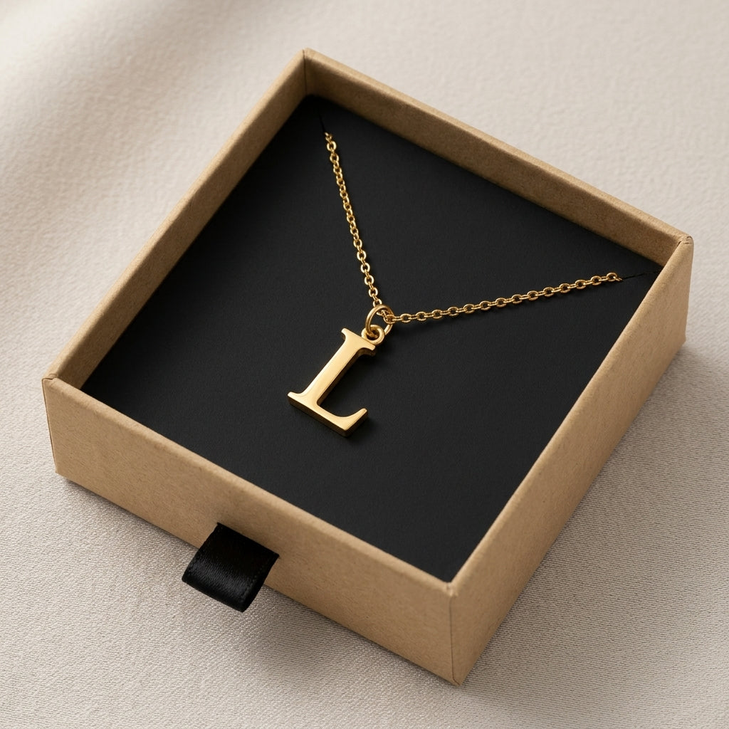 L Necklace | Initial & Letter L Pendant, Gold & Silver