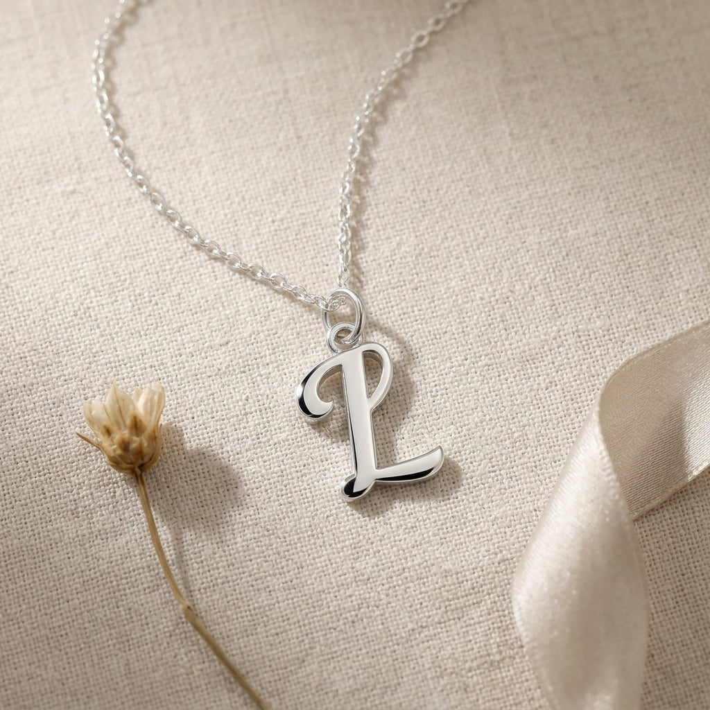 L Necklace | Initial & Letter L Pendant, Gold & Silver