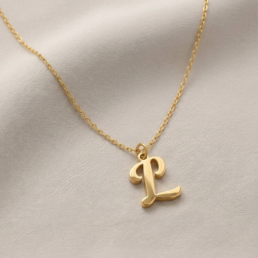 L Necklace | Initial & Letter L Pendant, Gold & Silver