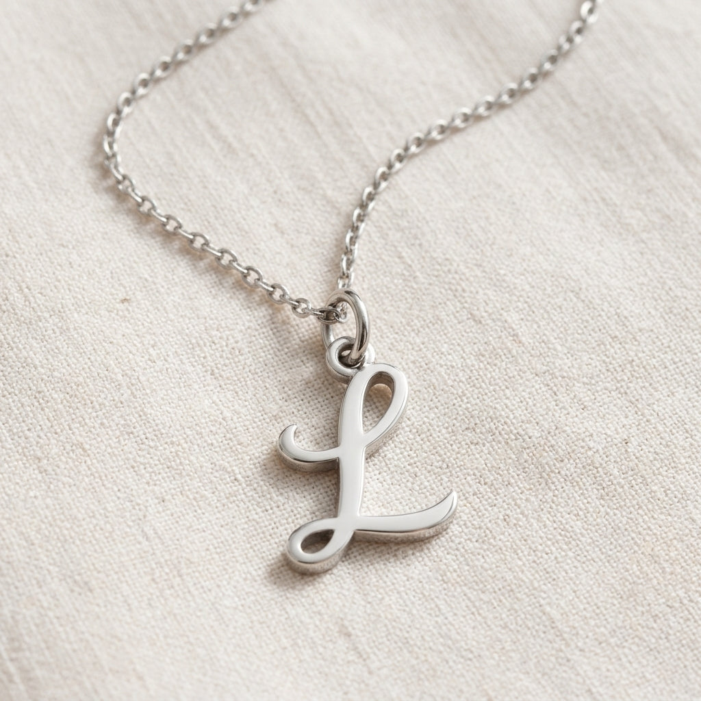 L Necklace | Initial & Letter L Pendant, Gold & Silver