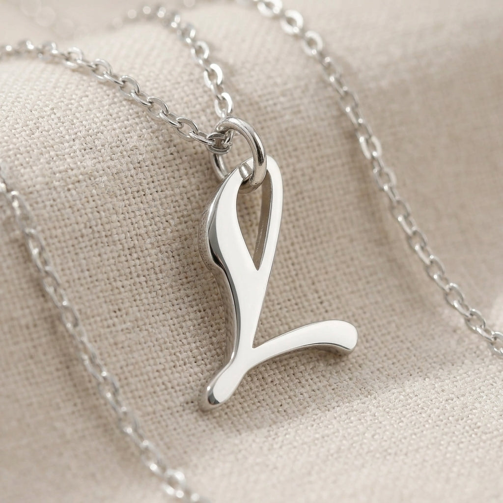 L Necklace | Initial & Letter L Pendant, Gold & Silver