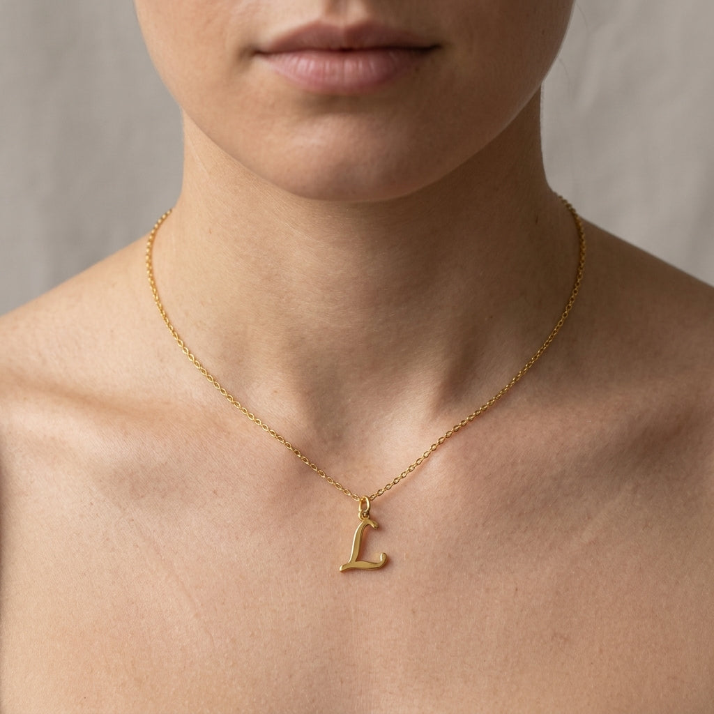 L Necklace | Initial & Letter L Pendant, Gold & Silver