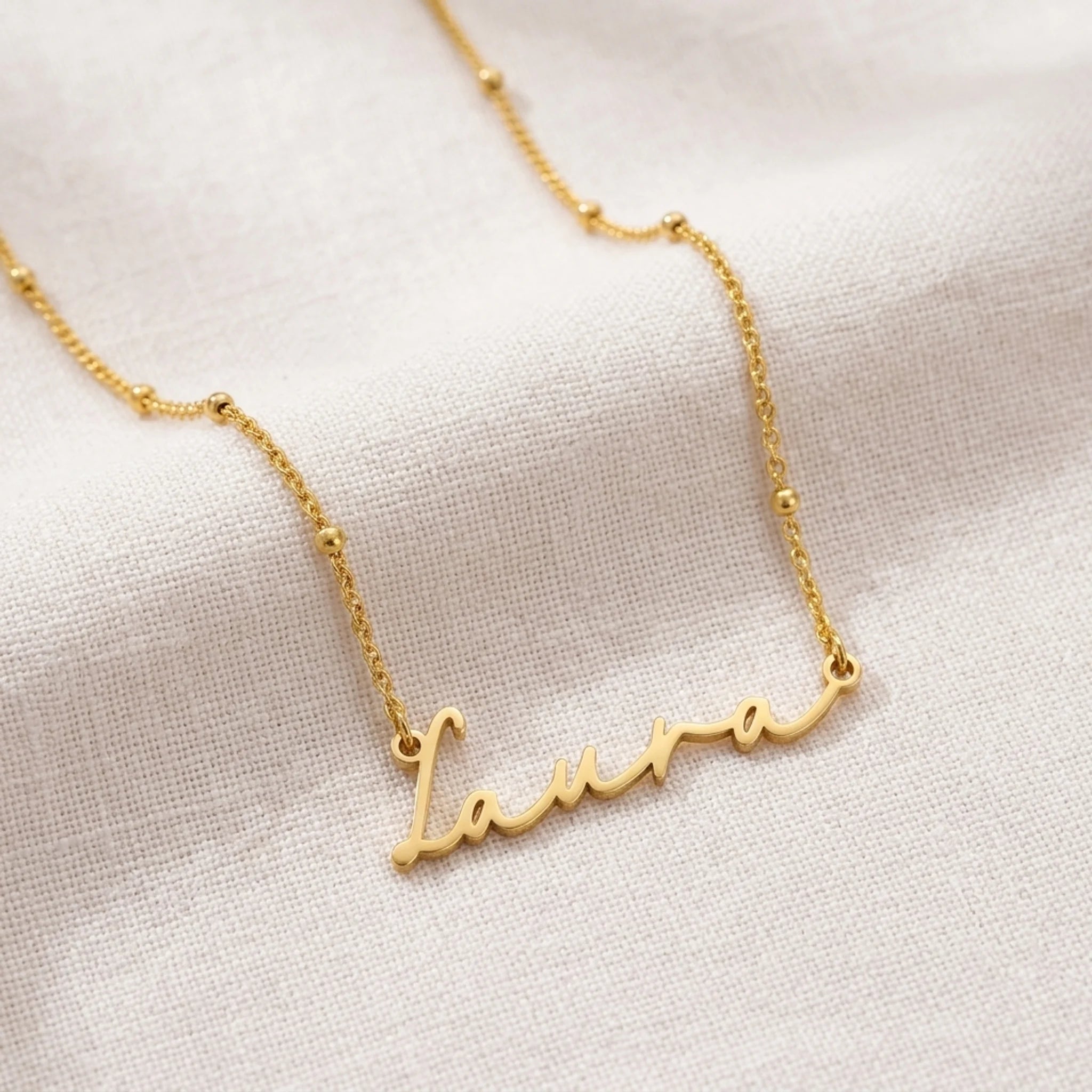 Laura Name Necklace | 18ct Gold, Silver & Vermeil | Ready to Ship