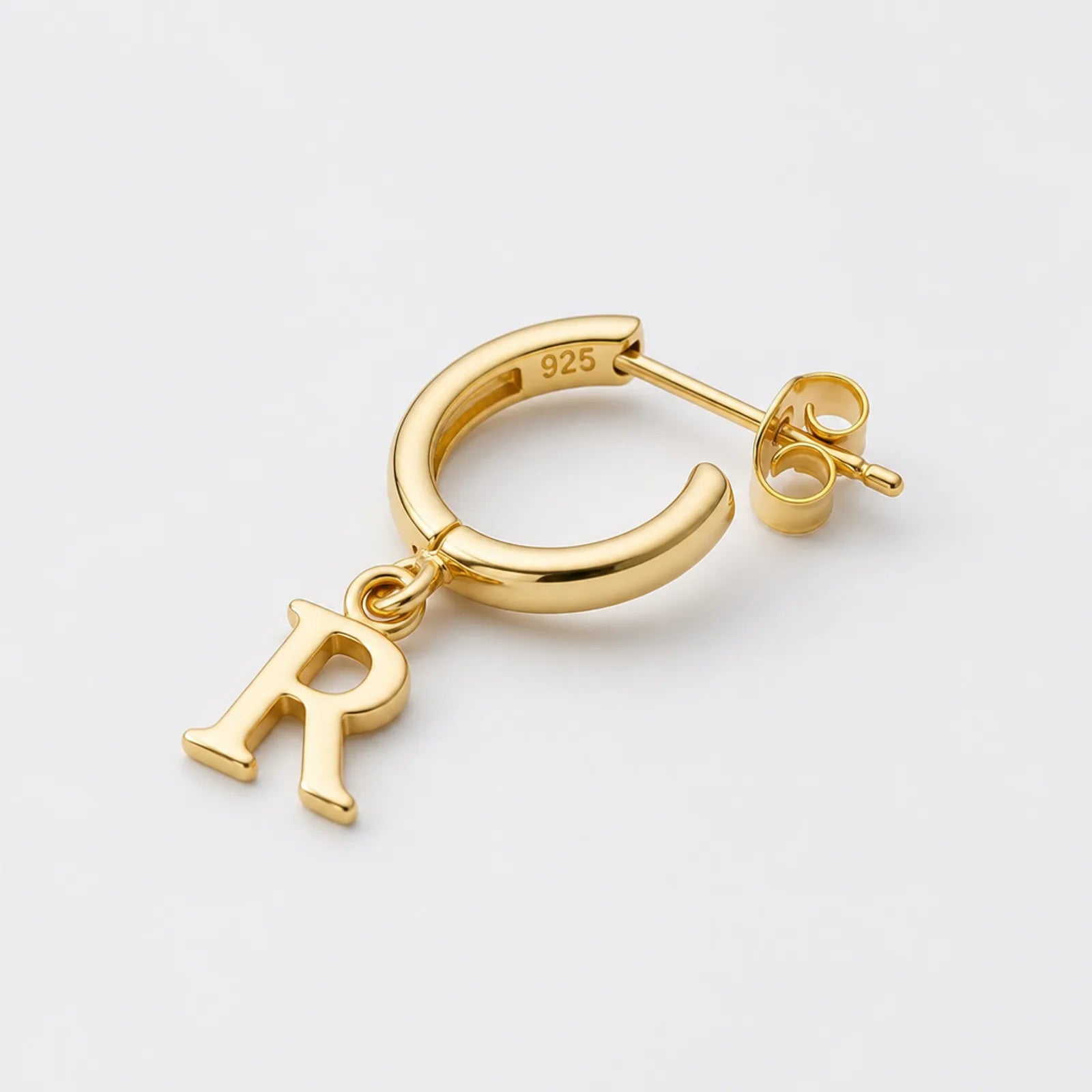 Personalised Initial Letter Drop Earrings in Gold or Silver – Custom Hoop Earrings