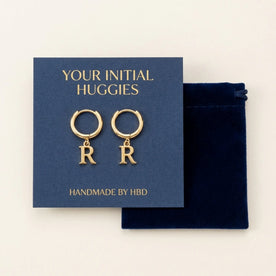 Personalised Initial Letter Drop Earrings in Gold or Silver – Custom Hoop Earrings