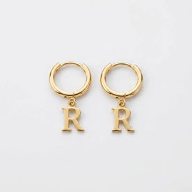Personalised Initial Letter Drop Earrings in Gold or Silver – Custom Hoop Earrings