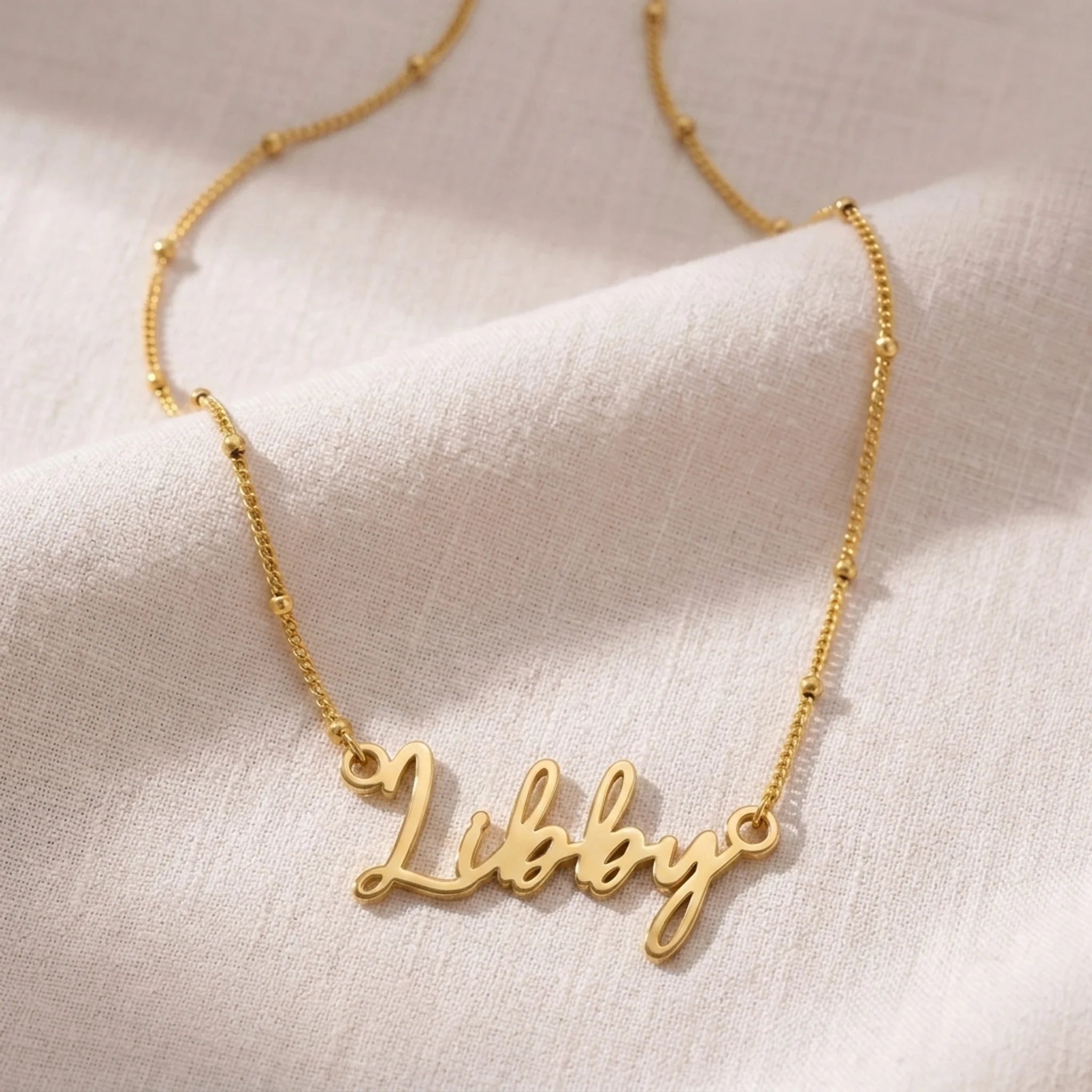 Libby Name Necklace | 18ct Gold, Silver & Vermeil | Ready to Ship