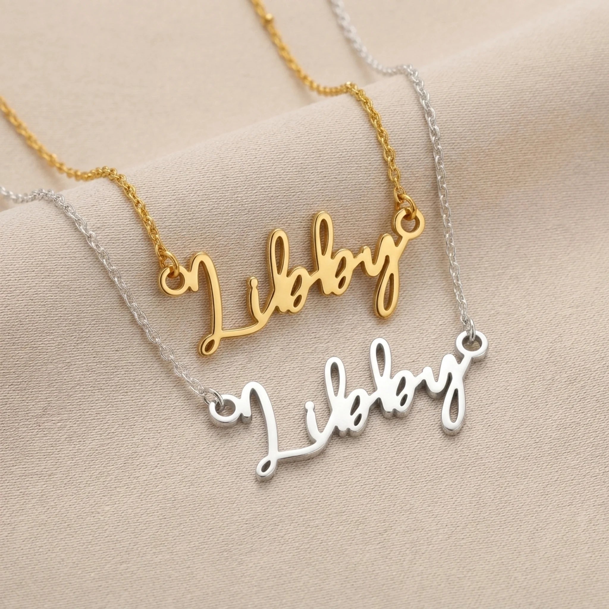 Libby Name Necklace | 18ct Gold, Silver & Vermeil | Ready to Ship