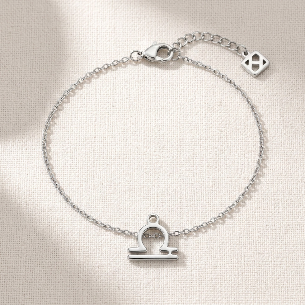 Bracelet Balance | Breloque signe astrologique, or et argent