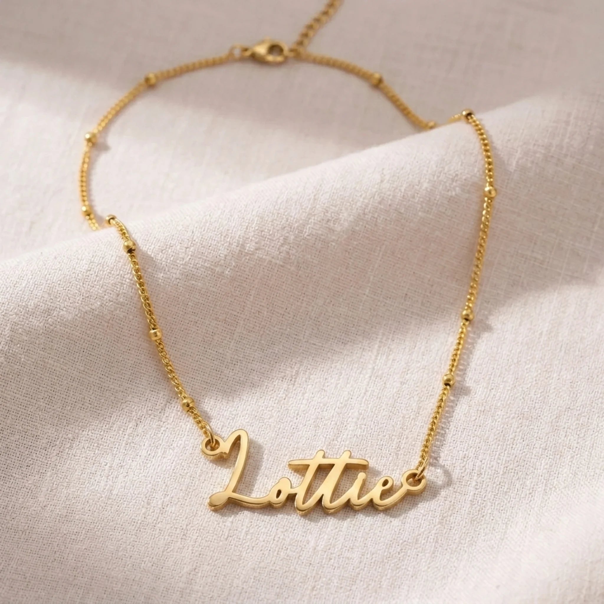 Lottie Name Necklace | 18ct Gold, Silver & Vermeil | Ready to Ship
