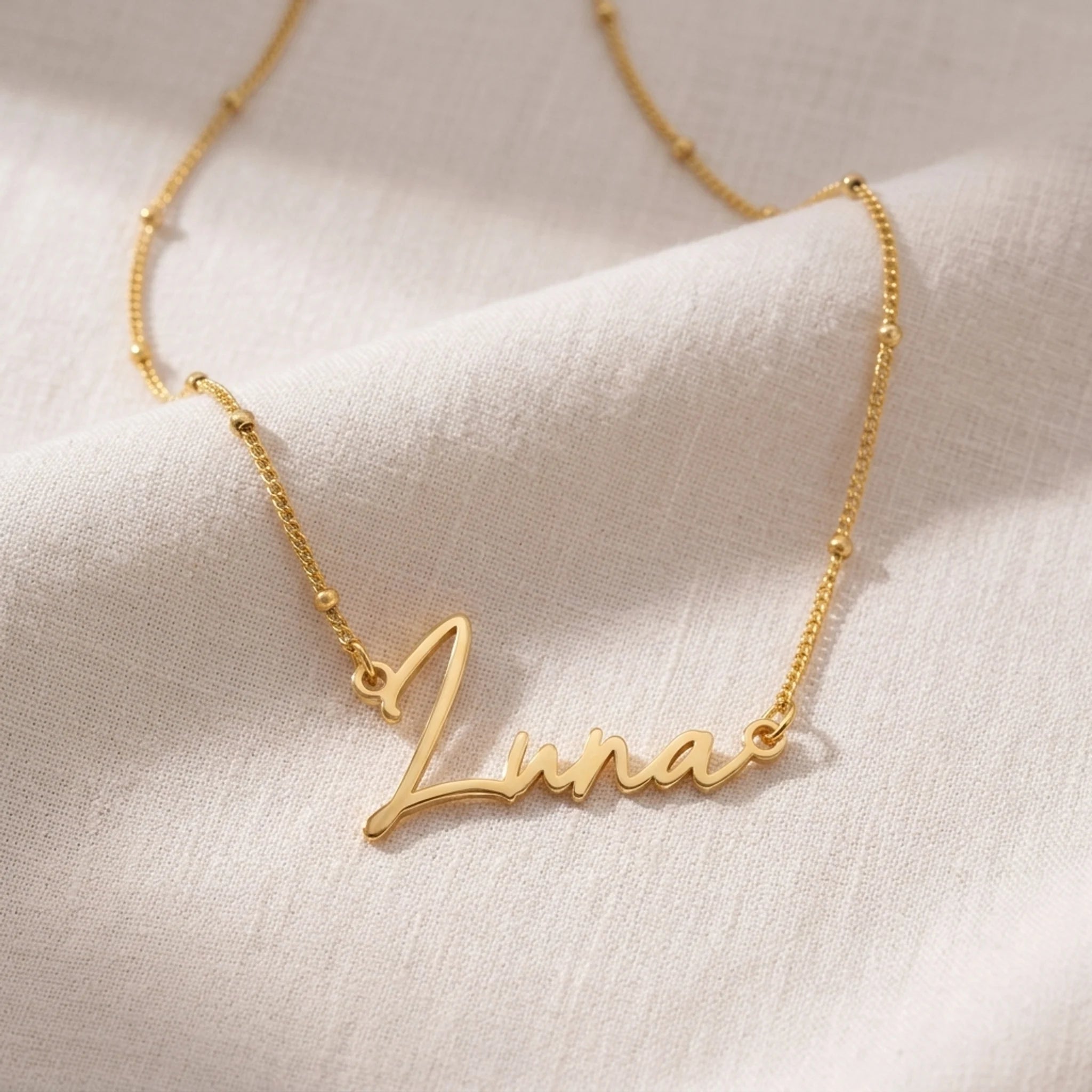 Luna Name Necklace | 18ct Gold, Silver & Vermeil | Ready to Ship