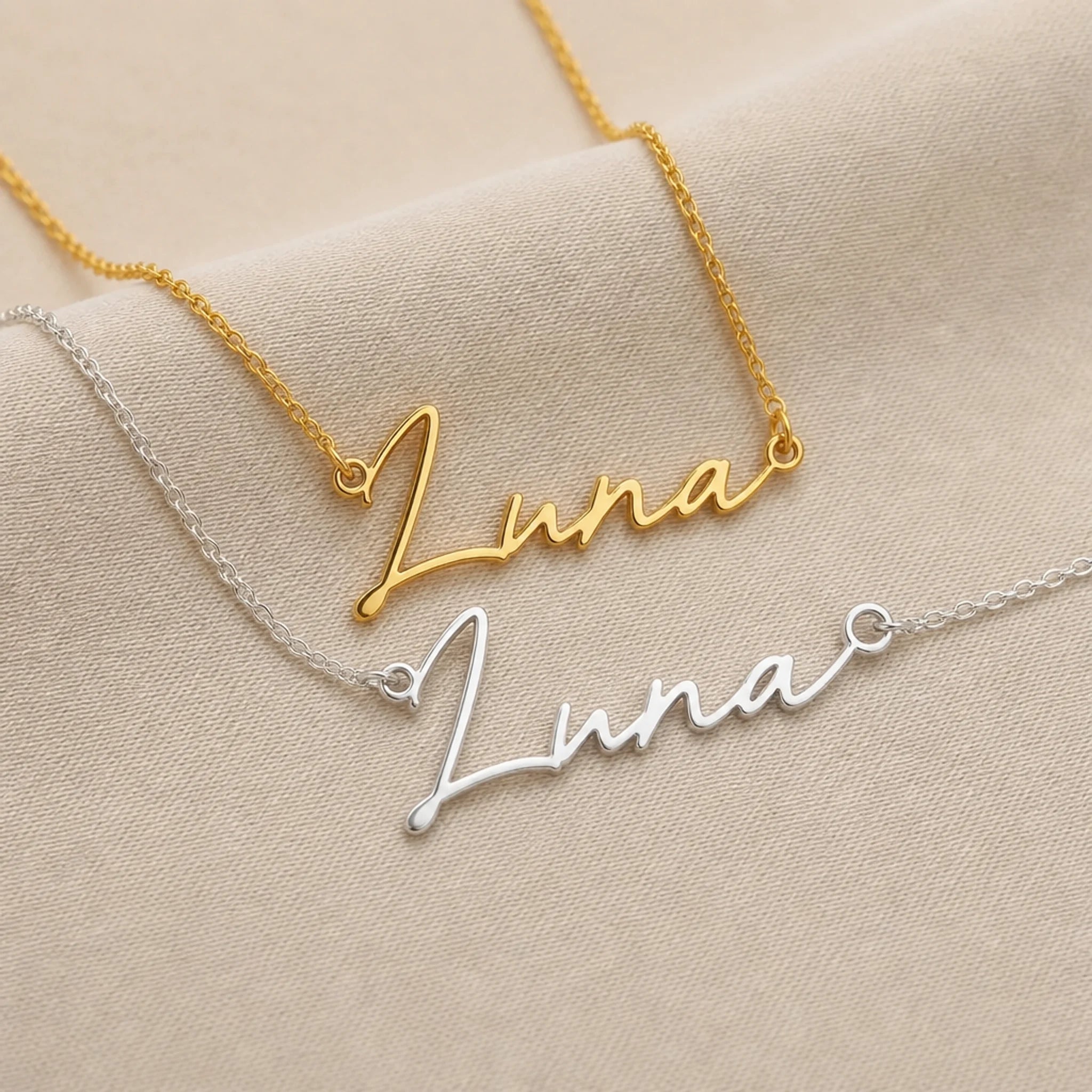 Luna Name Necklace | 18ct Gold, Silver & Vermeil | Ready to Ship