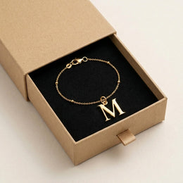 M Bracelet | Initial & Letter M Charm, Gold & Silver