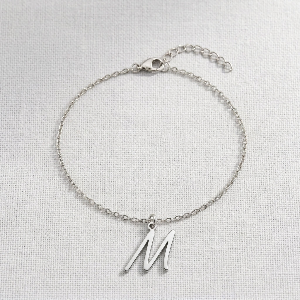 M Bracelet | Initial & Letter M Charm, Gold & Silver