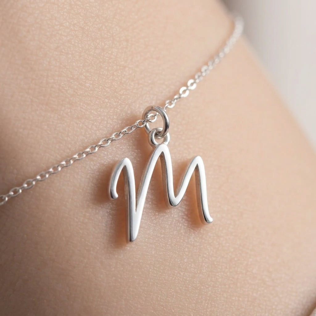 M Bracelet | Initial & Letter M Charm, Gold & Silver