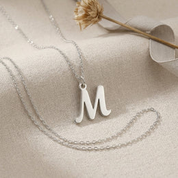 M Necklace | Initial & Letter M Pendant, Gold & Silver