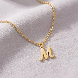 M Necklace | Initial & Letter M Pendant, Gold & Silver