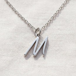 M Necklace | Initial & Letter M Pendant, Gold & Silver