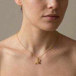 M Necklace | Initial & Letter M Pendant, Gold & Silver