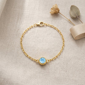March Birthstone Bracelet | Aquamarine, Gold & Silver