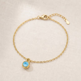 March Birthstone Bracelet | Aquamarine, Gold & Silver
