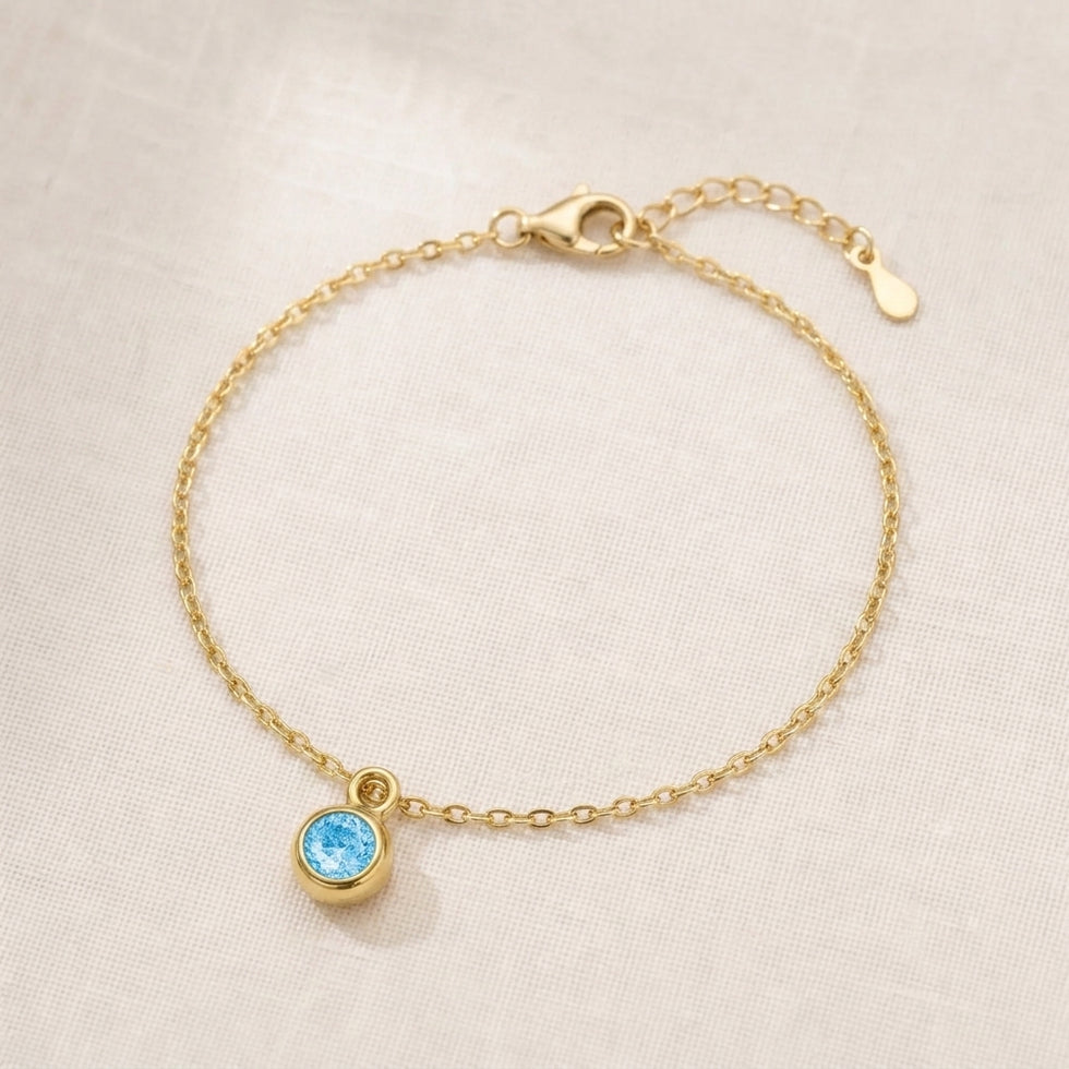 Bracelet Pierre de Naissance de Mars | Aigue-marine, Or et Argent