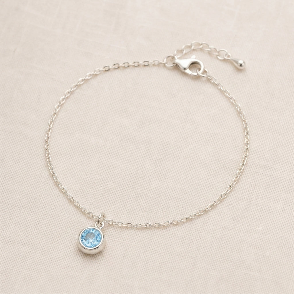 March Birthstone Bracelet | Aquamarine, Gold & Silver