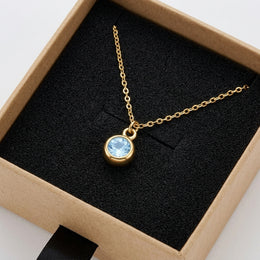 March Birthstone Necklace | Aquamarine, Gold & Silver