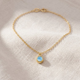 March Birthstone Necklace | Aquamarine, Gold & Silver