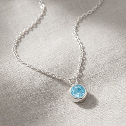 March Birthstone Necklace | Aquamarine, Gold & Silver