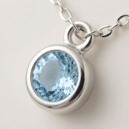 March Birthstone Necklace | Aquamarine, Gold & Silver