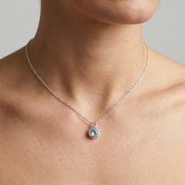 March Birthstone Necklace | Aquamarine, Gold & Silver