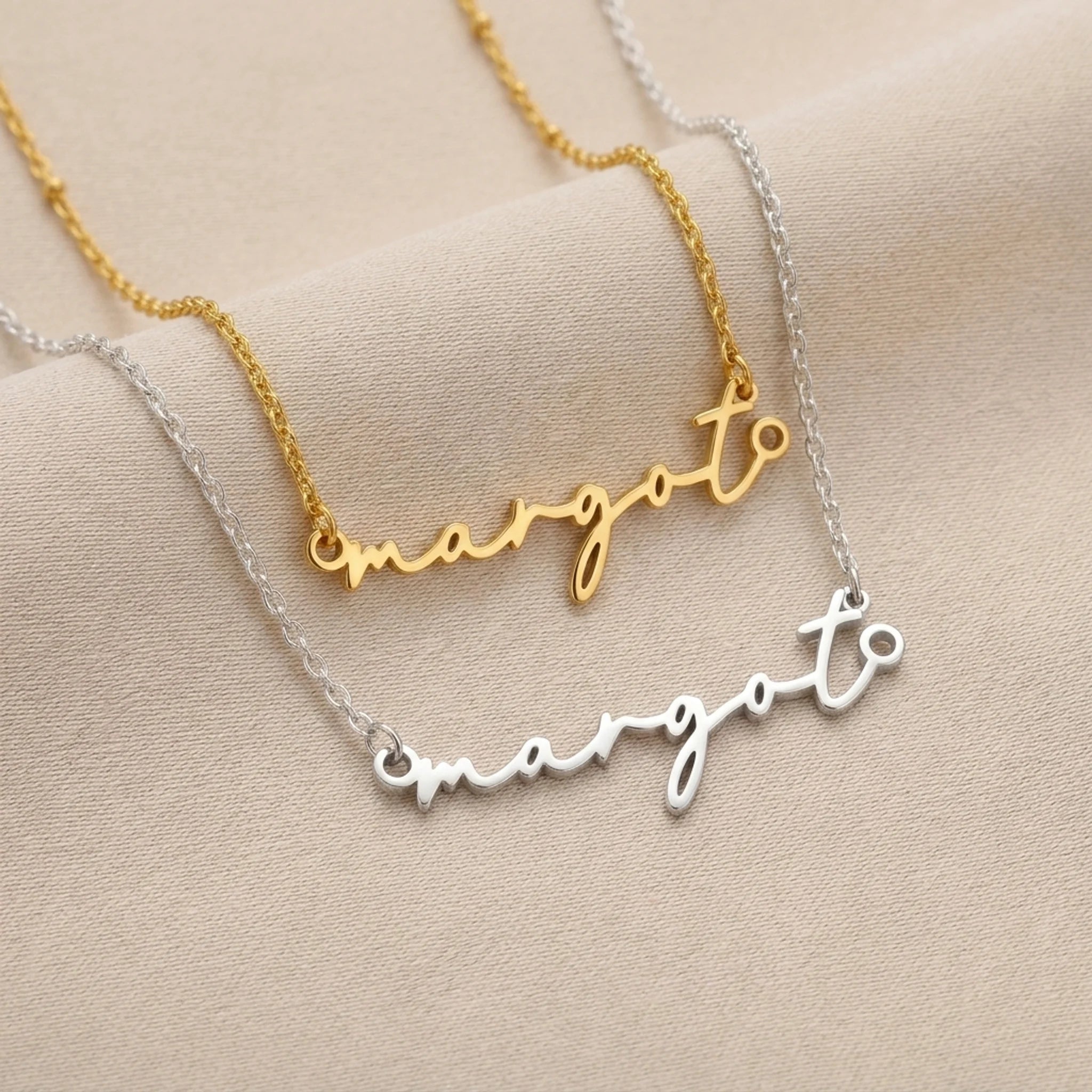 Margot Name Necklace | 18ct Gold, Silver & Vermeil | Ready to Ship