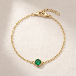 May Birthstone Bracelet | Emerald, Gold & Silver
