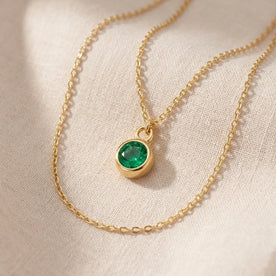 May Birthstone Necklace | Emerald, Gold & Silver