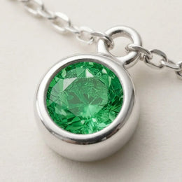 May Birthstone Necklace | Emerald, Gold & Silver