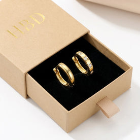 Mini Cubic Zirconia Star Huggie Earrings in 14ct Gold or Sterling Silver