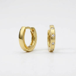 Mini Cubic Zirconia Star Huggie Earrings in 14ct Gold or Sterling Silver