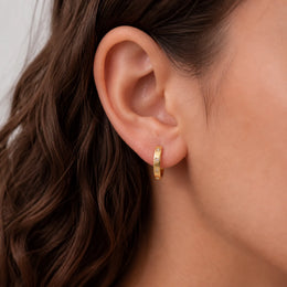 Mini Cubic Zirconia Star Huggie Earrings in 14ct Gold or Sterling Silver
