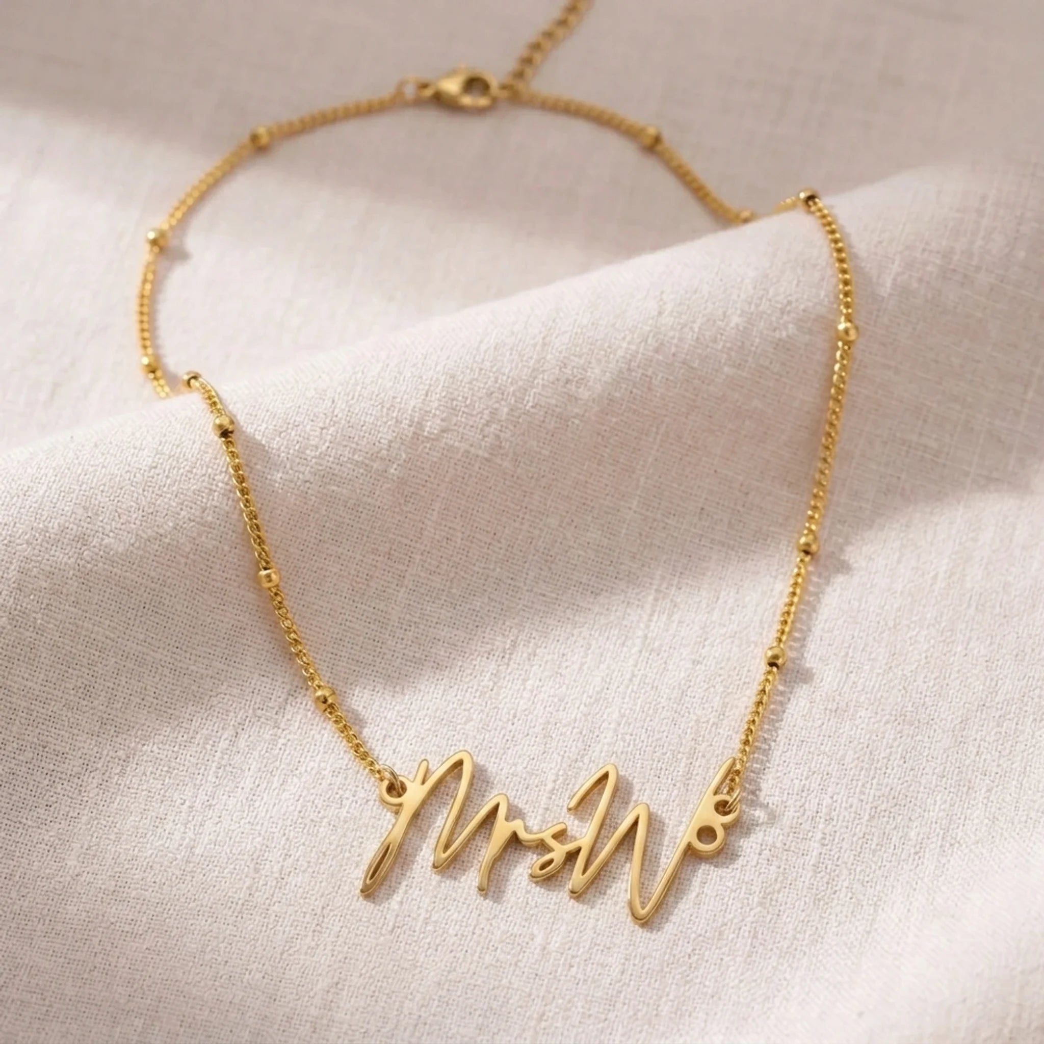 MrsW Name Necklace | 18ct Gold, Silver & Vermeil | Ready to Ship