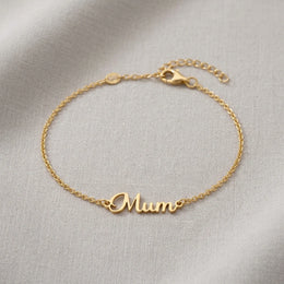 Mum Bracelet -  18ct Gold or Sterling Silver in 3 Chain Styles - Mother's Day or Birthday Gift