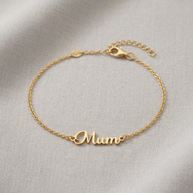 Mum Bracelet -  18ct Gold or Sterling Silver in 3 Chain Styles - Mother's Day or Birthday Gift
