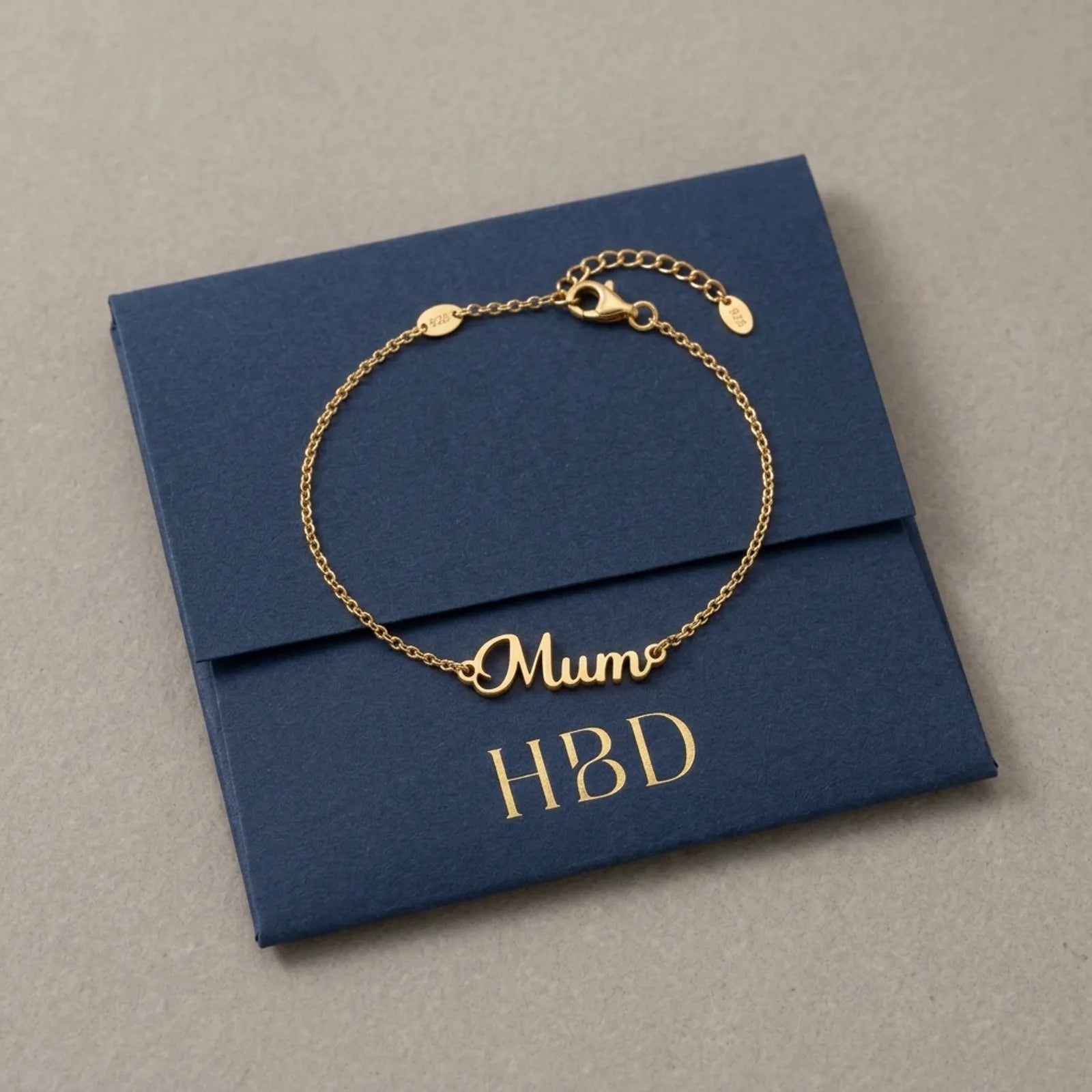 Mum Bracelet -  18ct Gold or Sterling Silver in 3 Chain Styles - Mother's Day or Birthday Gift
