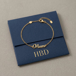 Mum Bracelet -  18ct Gold or Sterling Silver in 3 Chain Styles - Mother's Day or Birthday Gift