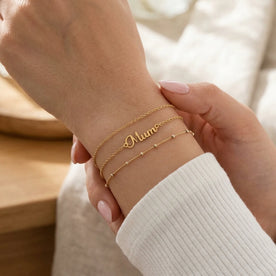Mum Bracelet -  18ct Gold or Sterling Silver in 3 Chain Styles - Mother's Day or Birthday Gift