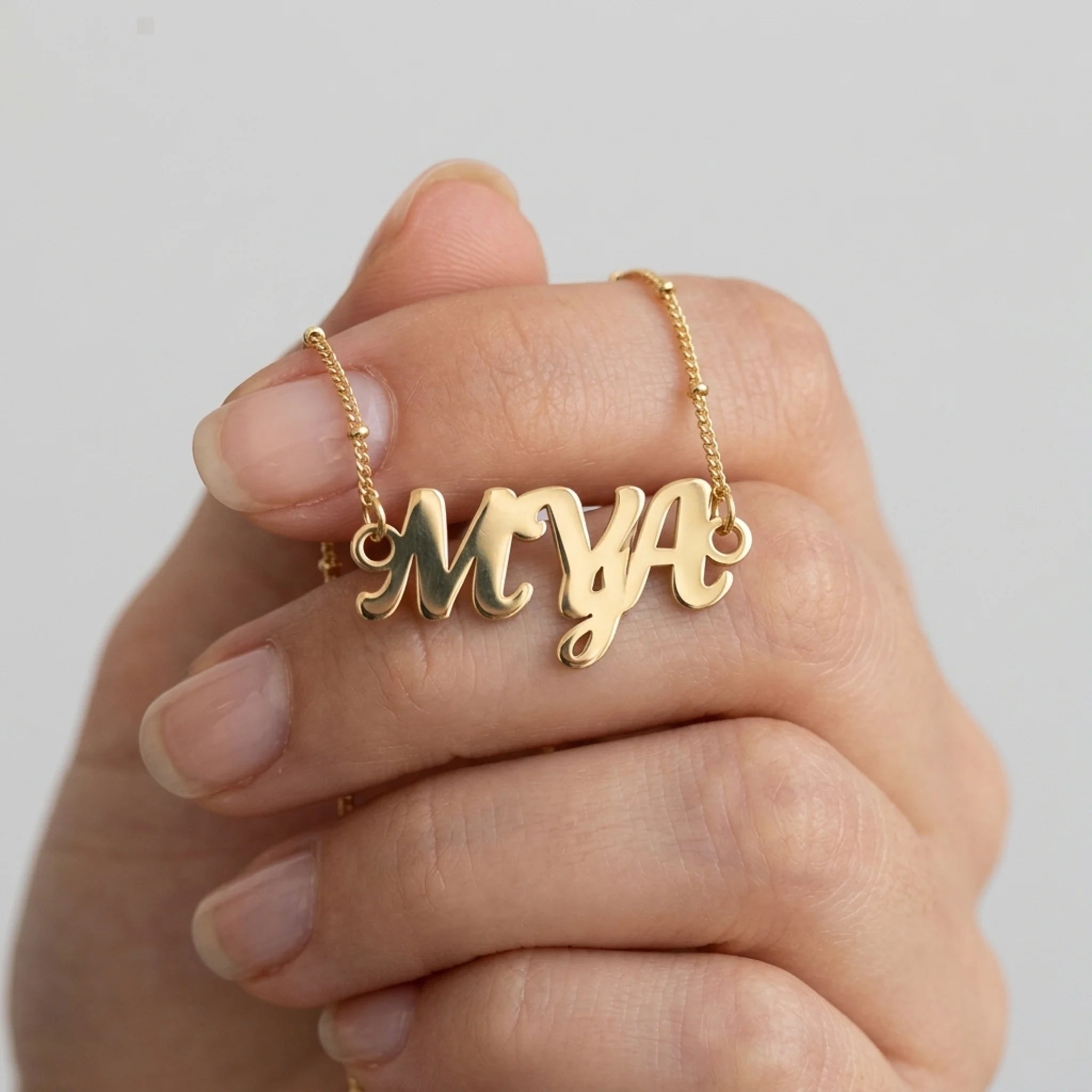Mya Name Necklace | 18ct Gold, Silver & Vermeil | Ready to Ship