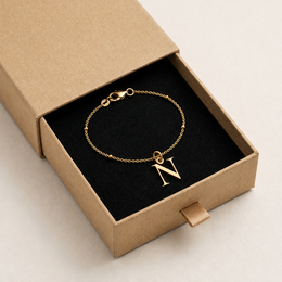 N Bracelet | Initial & Letter N Charm, Gold & Silver
