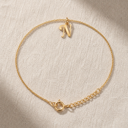 N Bracelet | Initial & Letter N Charm, Gold & Silver